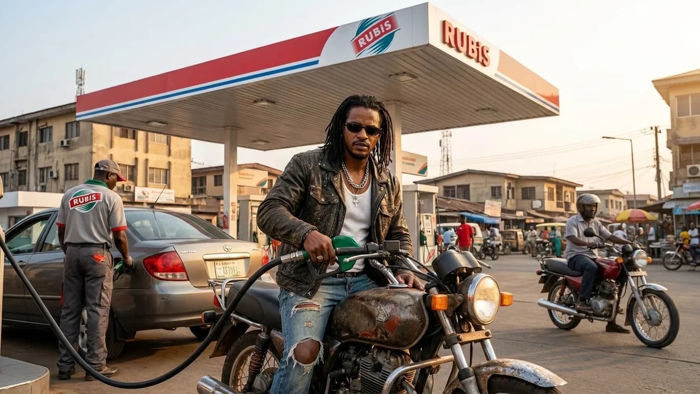 Rider refuelling at a Nairobi stage