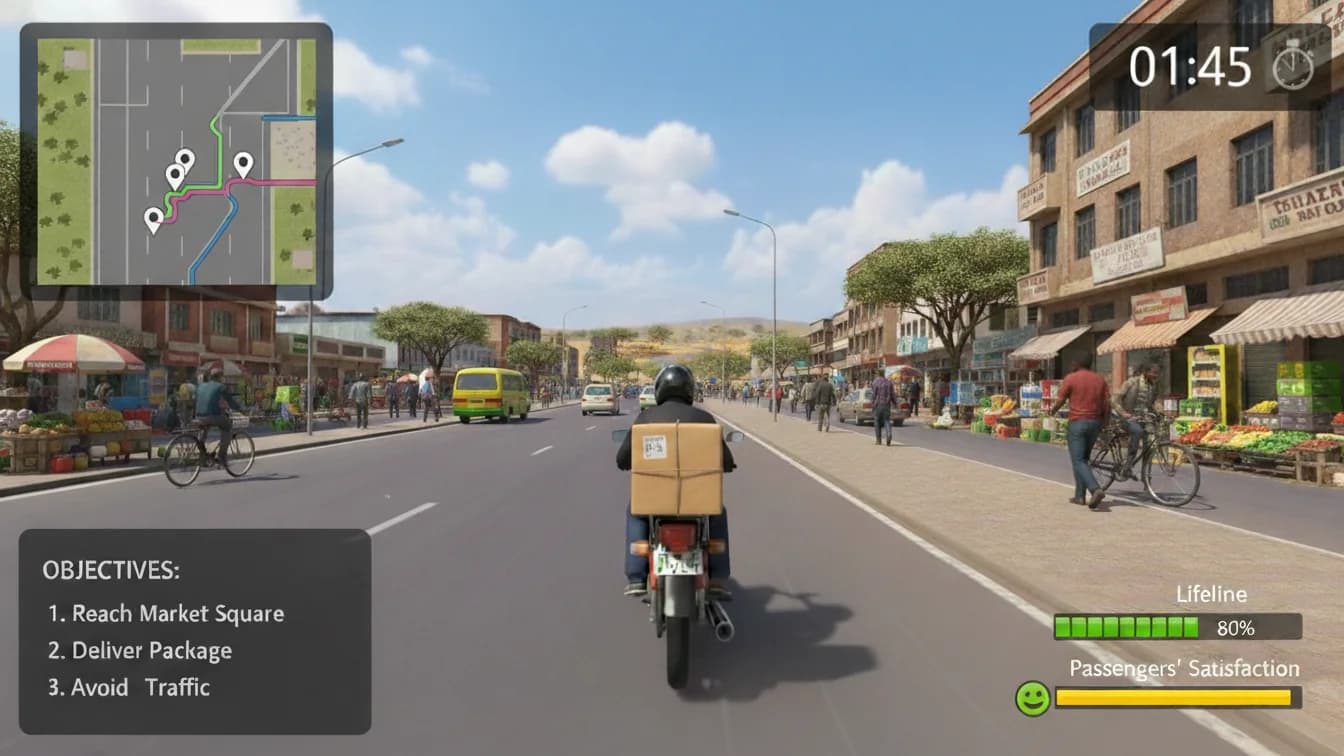 Rider making a package delivery